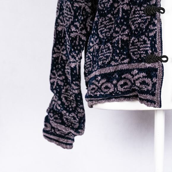 Icelandic Design Dragonfly Cardigan Nordic Fair Isle Women's MEDIUM Frog Toggle - Picture 3 of 10